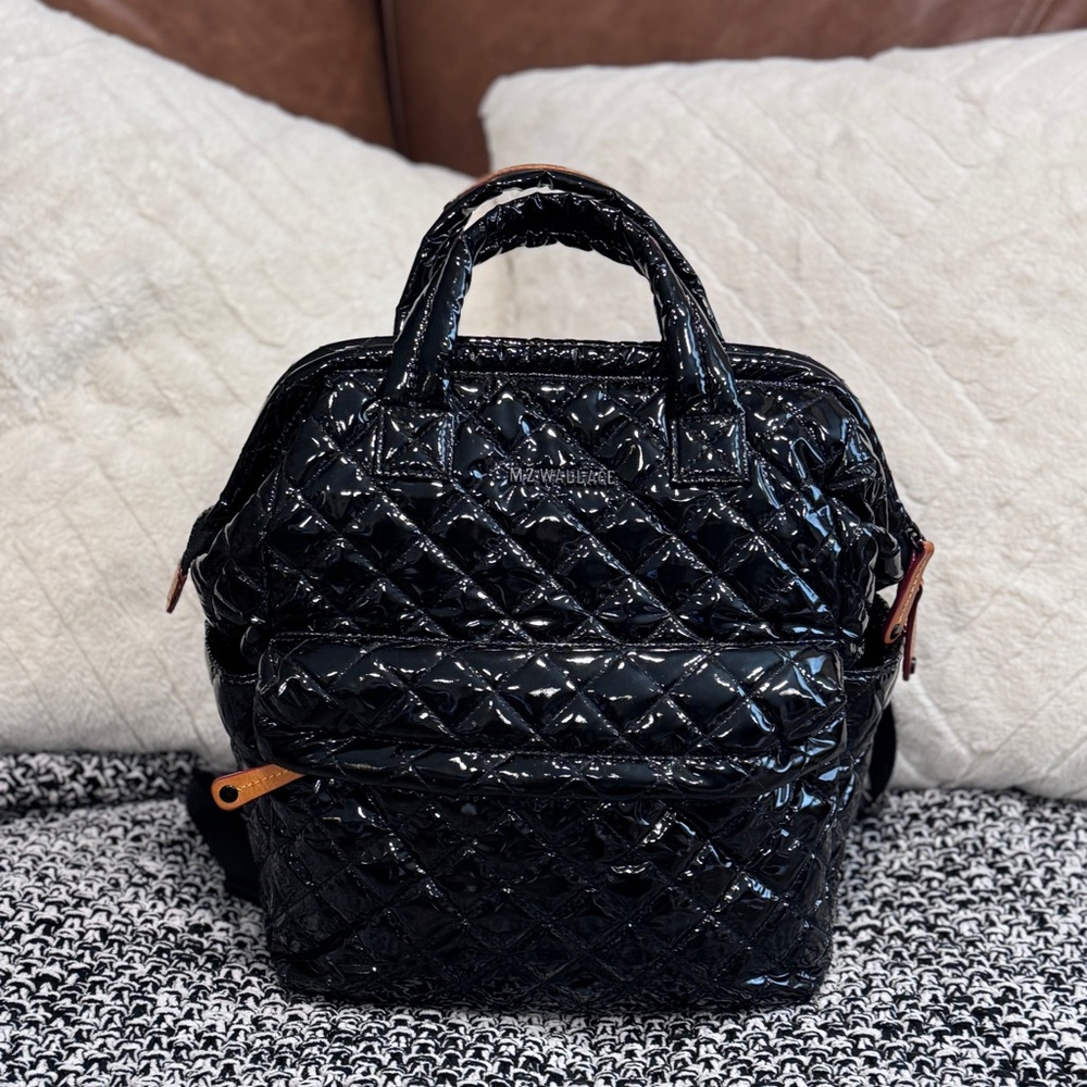 MZ Wallace Small Top Handle Backpack Patent Leather Black Lacquer Pristine! - Picture 13 of 13